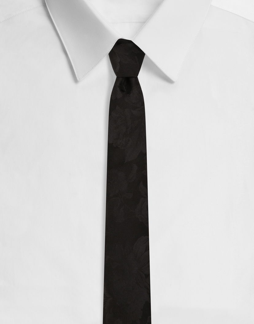 Doplnky Dolce & Gabbana Dolce & Gabbana Floral Jacquard Silk Tie Čierna | GT147EG0JRDN0004