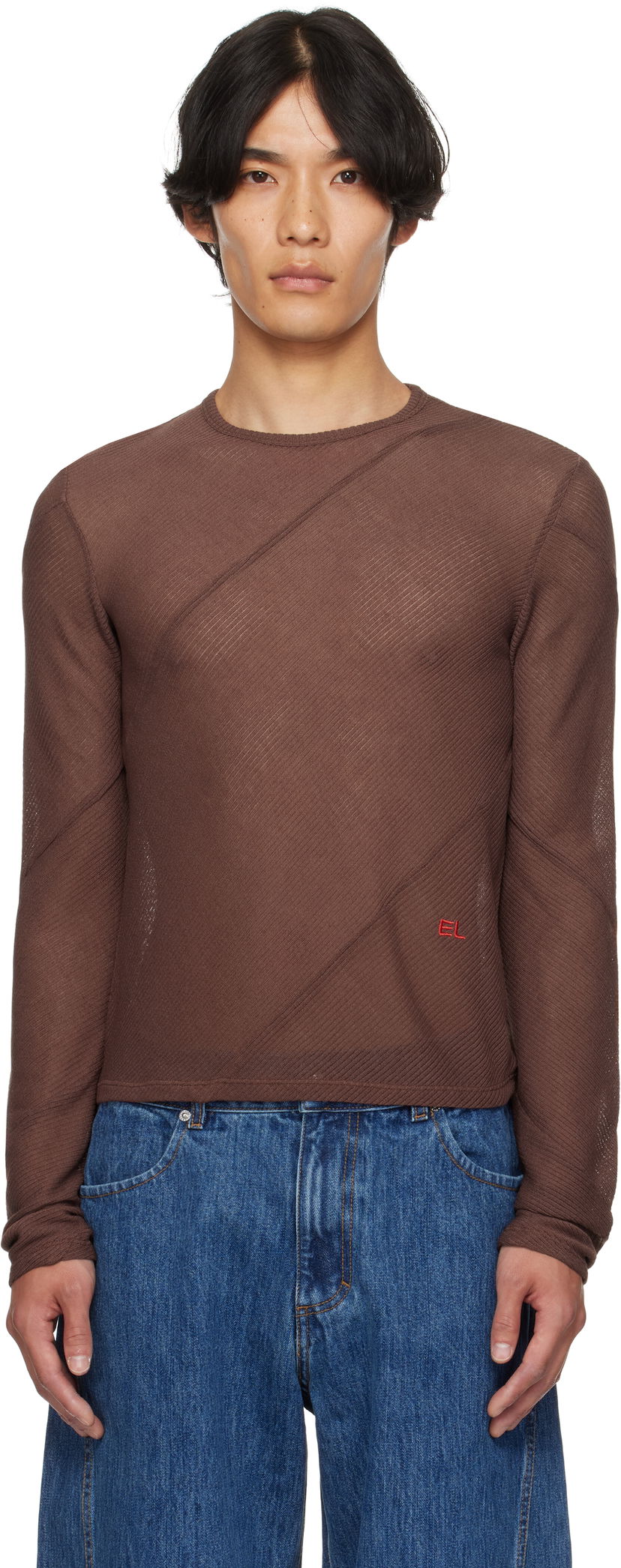 Tričko Eckhaus Latta Eckhaus Latta Spiral Long Sleeve T-Shirt Hnedá | 1107-EL-PF25-W