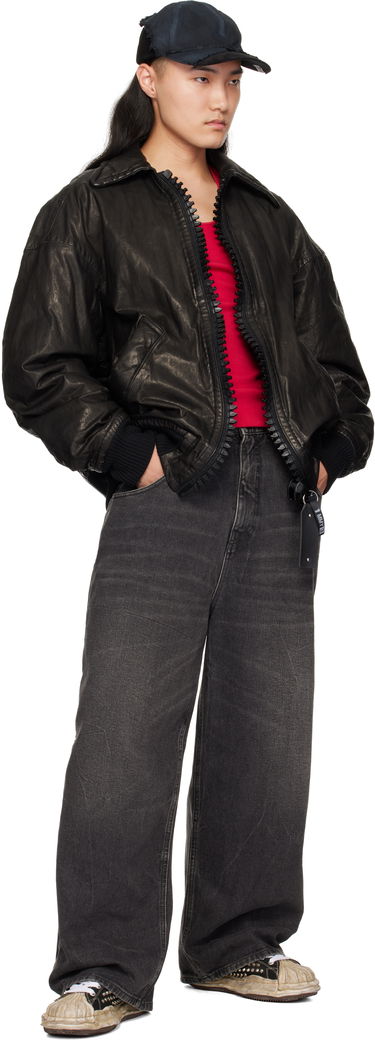 Bomber bunda Maison MIHARA YASUHIRO Backlash Smooth Big Zip Leather Jacket Čierna | C13BL003, 3