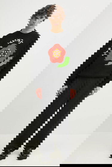 Sveter KENZO Pop Collection Wool Warm Sweater with Red Flower Paris Design Čierna | FF55PU7223LA.99J, 4