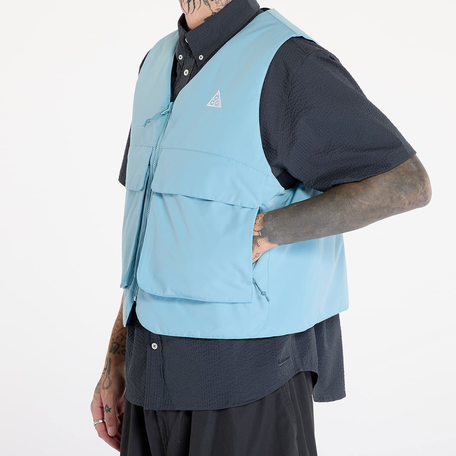 "Skull Peak" PrimaLoft® Reversible Vest Denim Turquoise/ Armory Navy/ Summit White