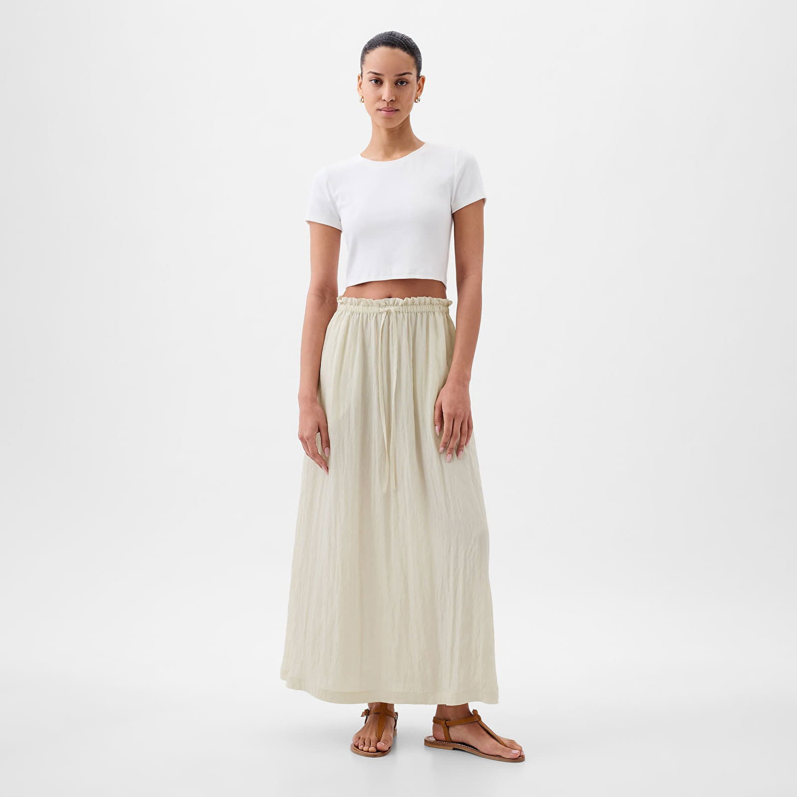 Skirt Paperbag Pull On Maxi Skirt Chino