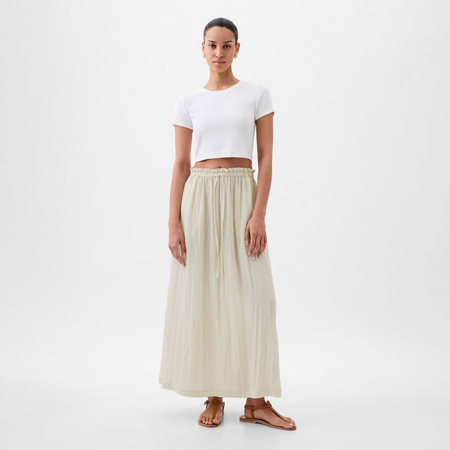 Sukňa GAP Skirt Paperbag Pull On Maxi Skirt Chino Béžová | 855128-01, 1