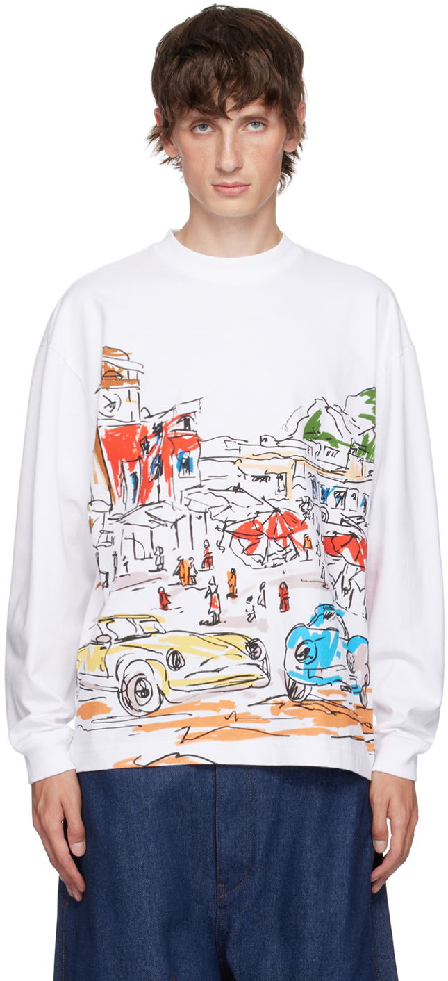 Tričko Jacquemus White La Casa 'Le t-shirt Largo manches longues' Long Sleeve T-Shirt Biela | 24H246JS273-2102, 0