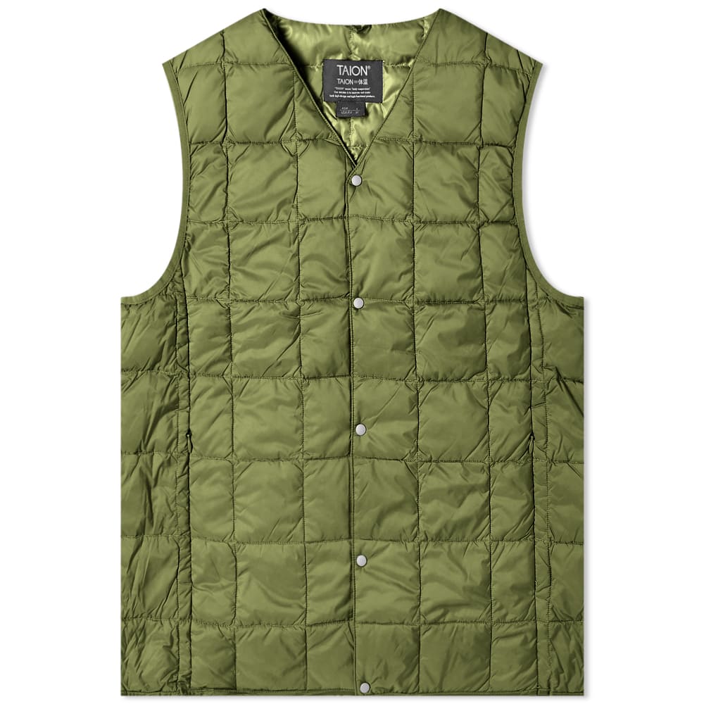 Vesta TAION V-Neck Down Vest Zelené | TAION-001-OLV, 0