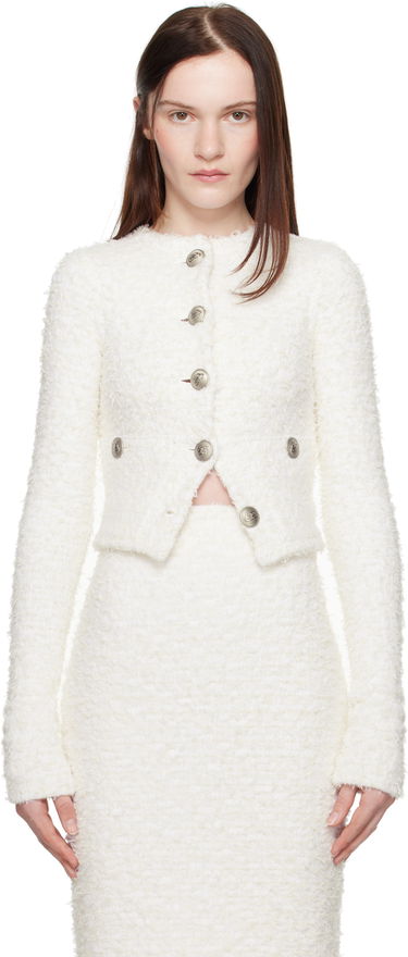 Sukňa Balenciaga Balenciaga Cropped Bouclé Cardigan Biela | 793604 T3328, 0