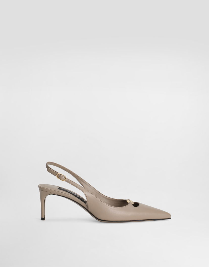 Doplnky Dolce & Gabbana Dolce & Gabbana Silk-Effect Nappa Leather Slingbacks Béžová | CG0796A19538I399