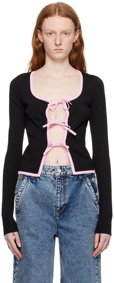 Sveter Moschino Moschino Jeans Self-Tie Cardigan Čierna | 0915 8213, 0