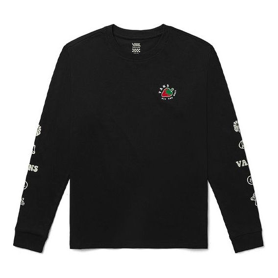 Tričko Vans Strawberry Printing Long Sleeve T-Shirt Čierna | VN0A5F6ABLK, 0