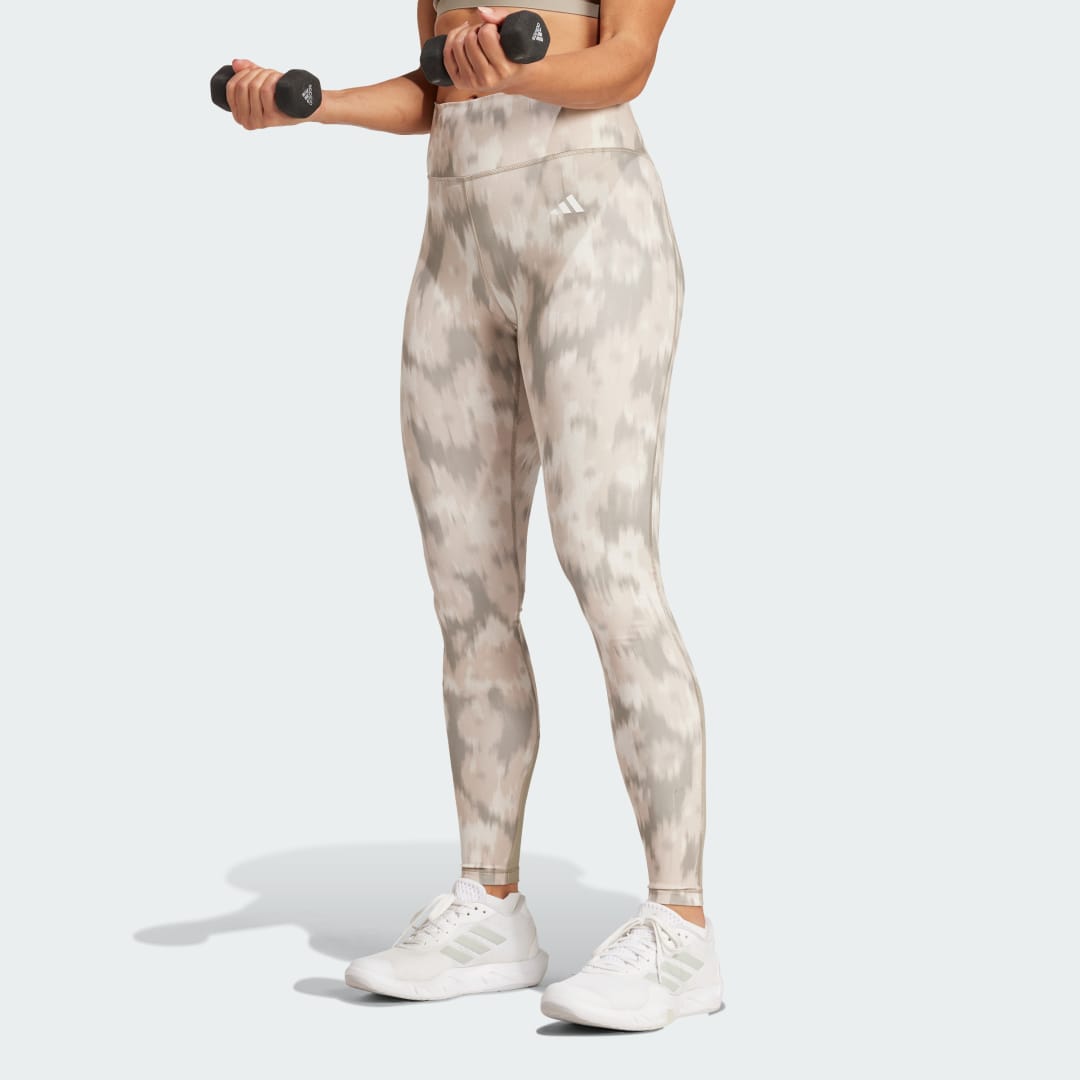 Legíny adidas Performance Essentials Allover Print Tie-Dye Training Leggings Béžová | IK5447, 0