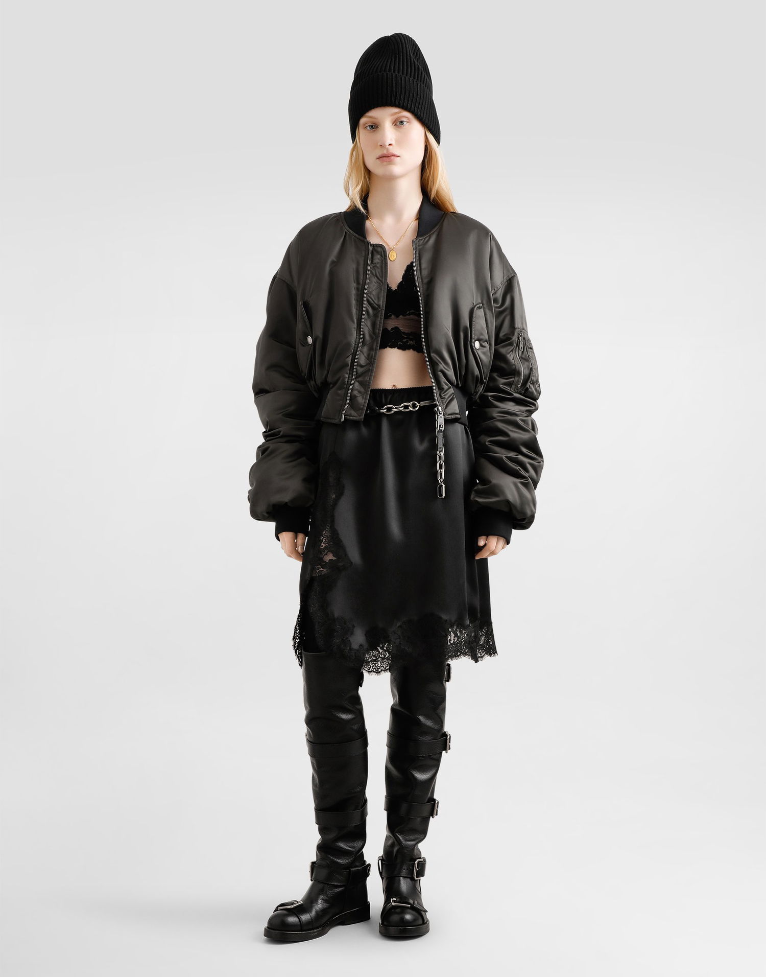 Bomber bunda Dolce & Gabbana Dolce & Gabbana Oversized Cropped Bomber Jacket Čierna | F9T51TFUMS6N8476, 1