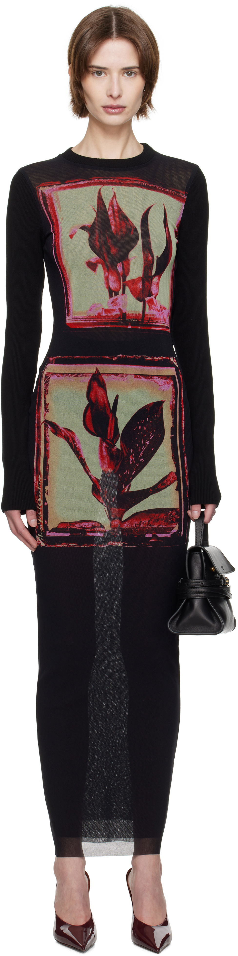Šaty Jean Paul Gaultier Jean Paul Gaultier Flowers Cadres Maxi Dress Čierna | 25/33-F-RO359-T579-002142, 0