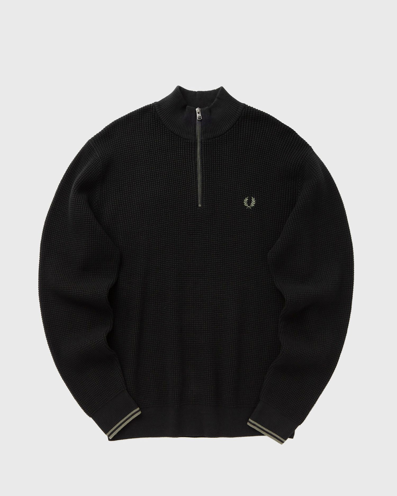 Sveter Fred Perry Waffle Stitch Half Zip Jumper Čierna | K8557-102, 0