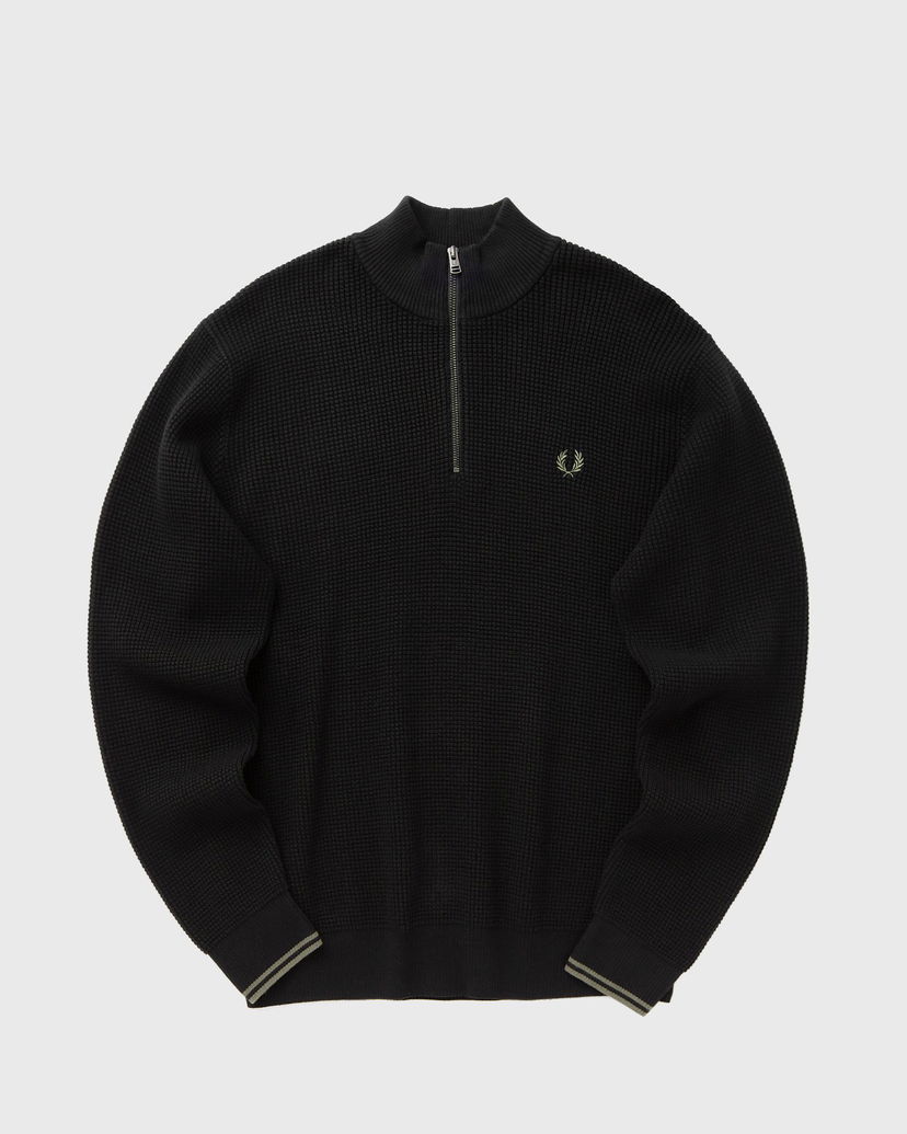 Sveter Fred Perry Waffle Stitch Half Zip Jumper Čierna | K8557-102