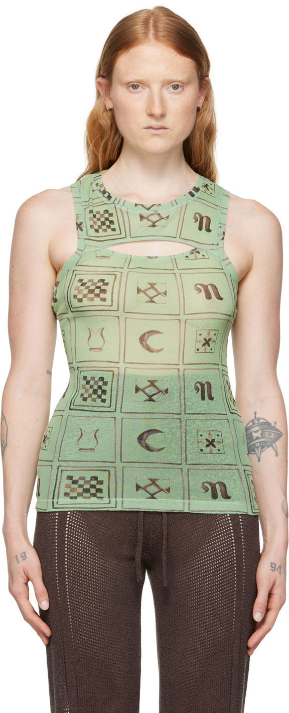 Tielko Nanushka Cutout Printed Tank Top Zelené | NW22SSTP02062, 0