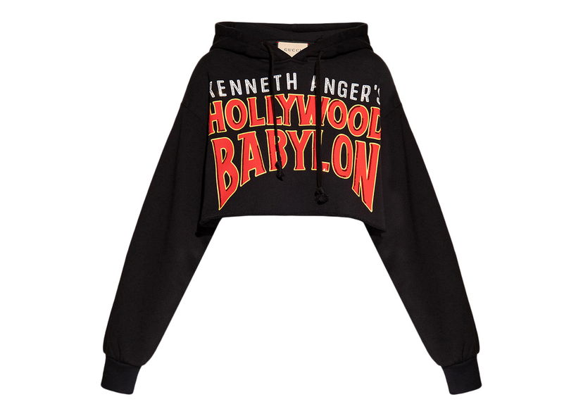 Mikina Gucci Hollywood Babylon Cropped Hoodie Black Čierna | 688197 XJEF7 1043
