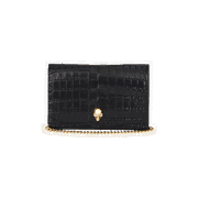 Alexander McQueen Small Skull Croc-Embossed Leather Chain Wallet