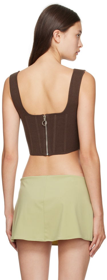 Tielko GUIZIO Guizio Corset Knit Camisole Hnedá | DGF22C1018NY_BRN, 2