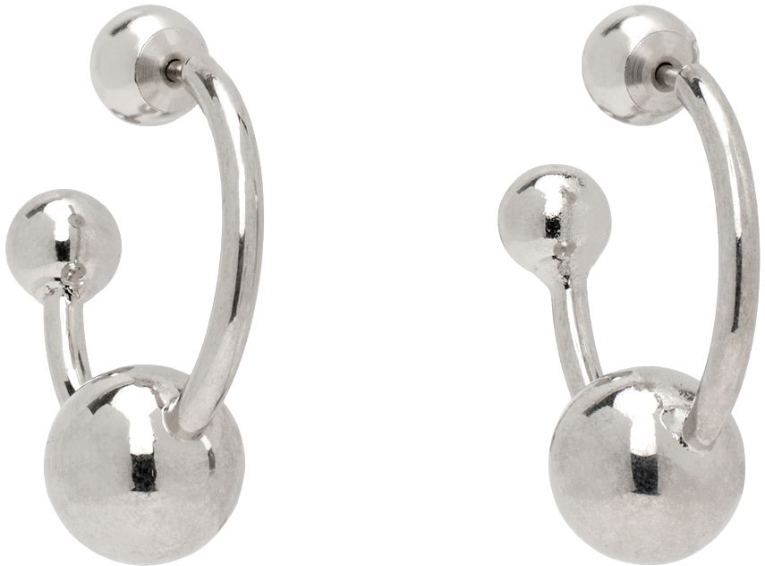 Náušnice Jean Paul Gaultier Jean Paul Gaultier Silver Ball Hoop Earrings Metalická | 24/25-U-BO036-X053-91, 1
