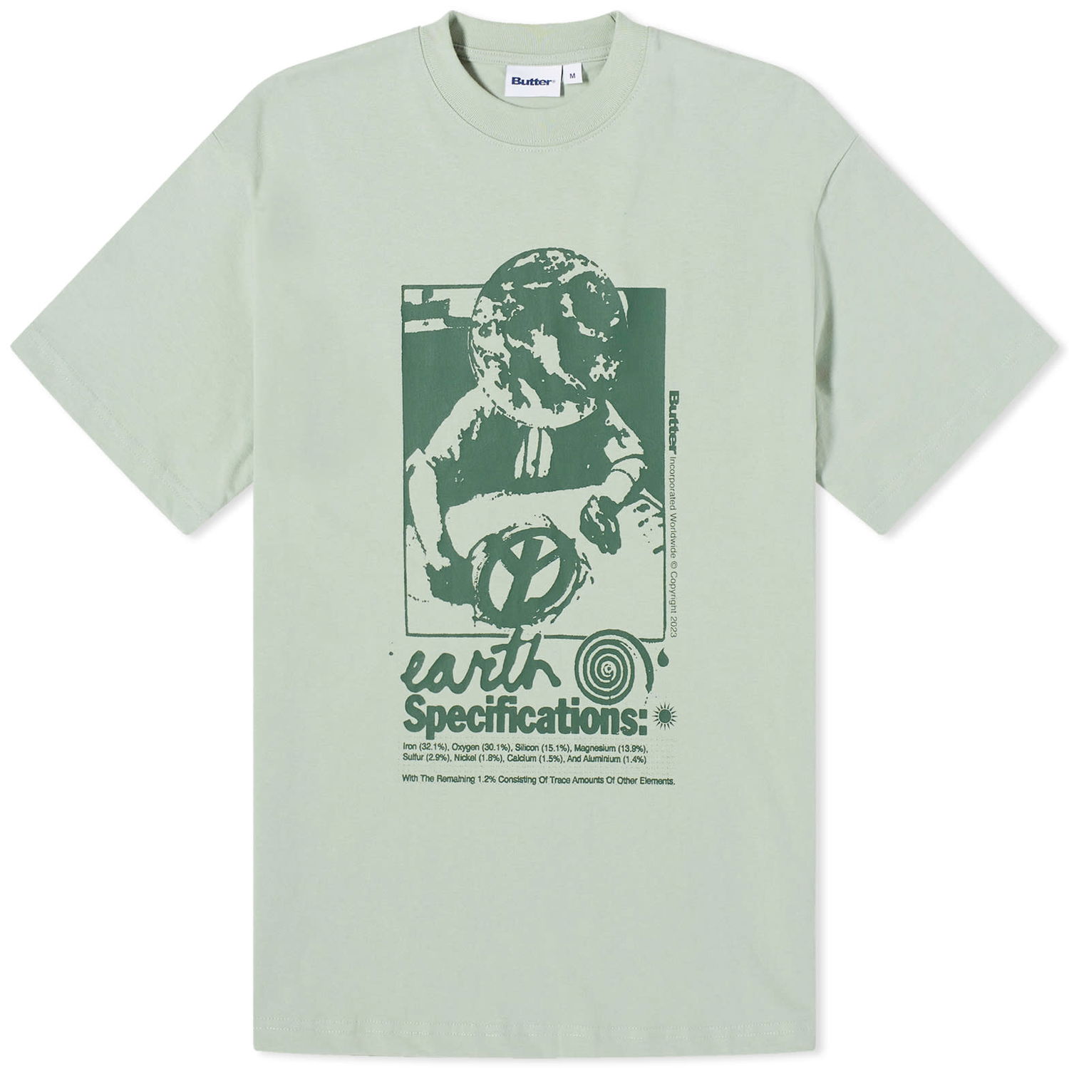 Tričko Butter Goods Earth Spec T-Shirt Zelené | BUTTERQ1240006, 0