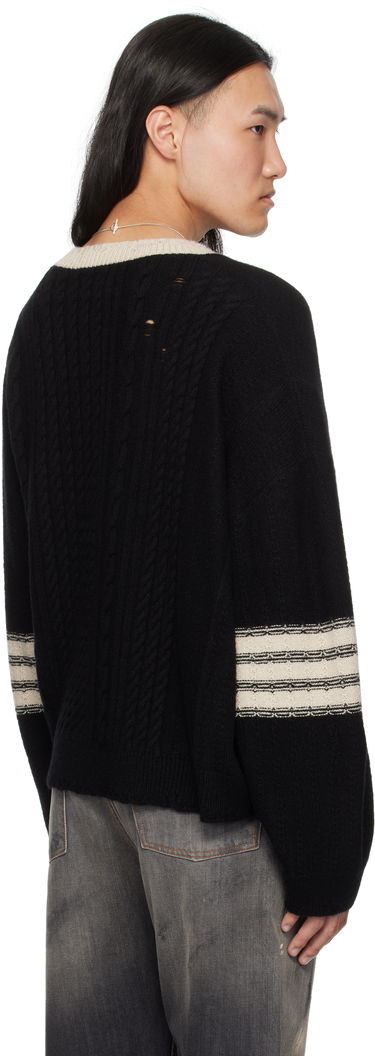 Sveter Enfants Riches Déprimés Asymmetrical Varsity V-Neck Sweater Čierna | 080-249, 2