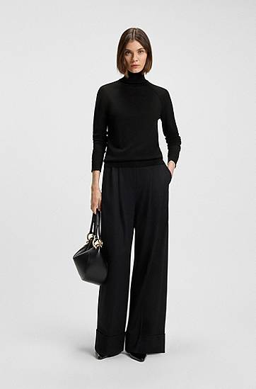Sveter BOSS Rollneck sweater merino wool Čierna | 50548298, 1