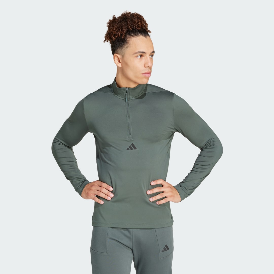 Mikina adidas Performance Workout Quarter-Zip Track Top Zelené | IS3802, 1