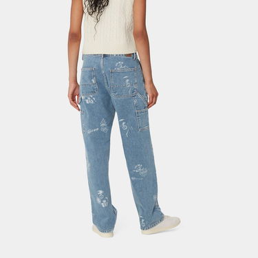 Džínsy Carhartt WIP Stamp Print Bleached Denim Pants Modrá | I033742_9, 1