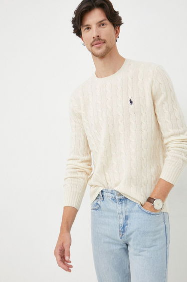 Sveter Polo by Ralph Lauren Logo Embroidered Cable Knit Jumper Béžová | 710876762010, 2