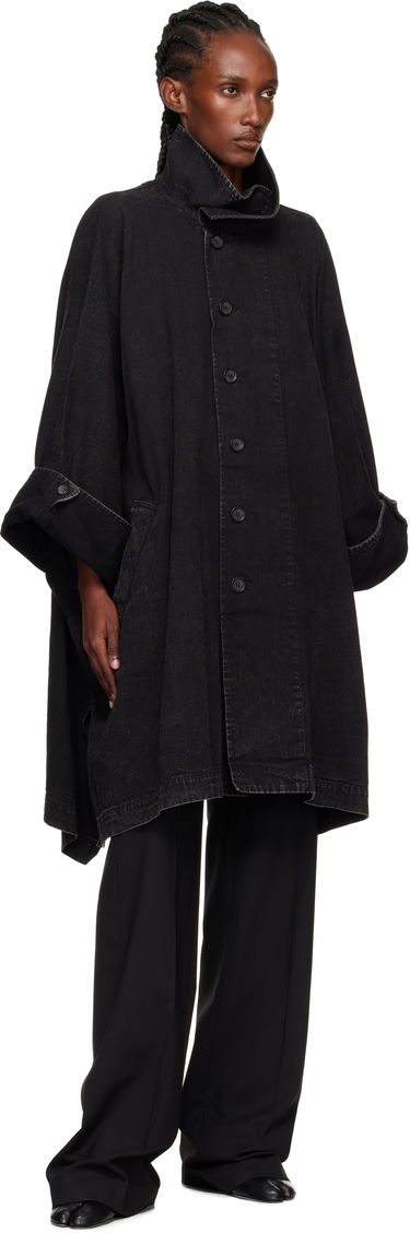 Kabáty Yohji Yamamoto YOHJI YAMAMOTO High Neck Denim Coat Čierna | FM-C51-007, 3