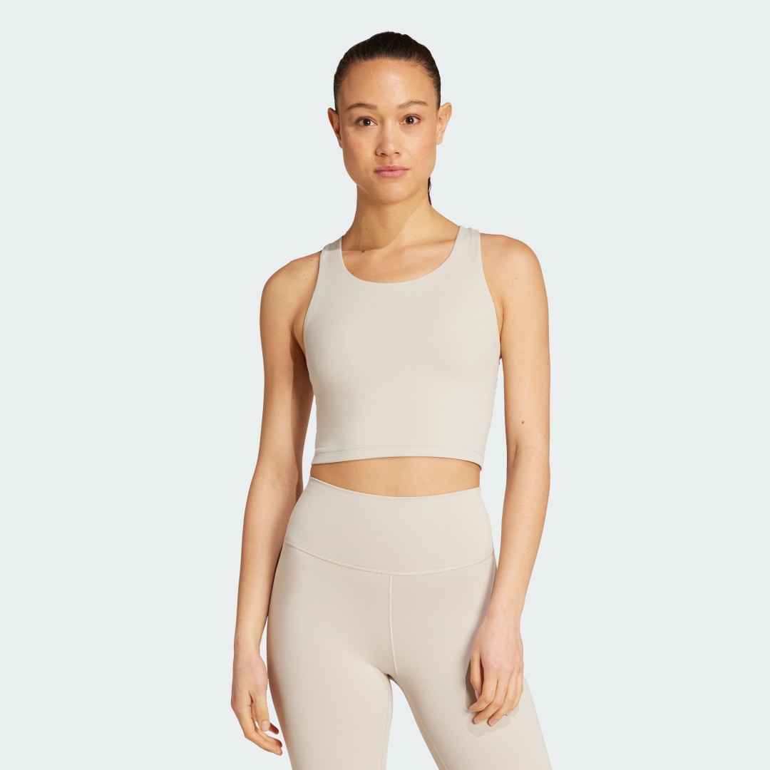 Podprsenka adidas Performance Adidas All Me Medium Support Tank Top Béžová | JL5522, 0