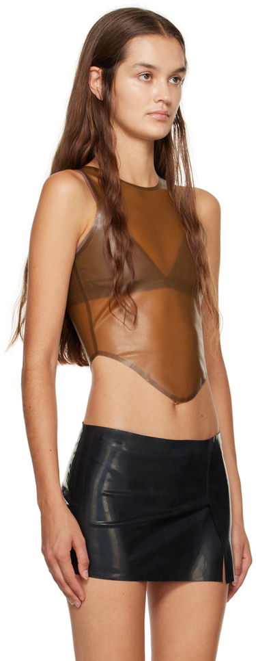 Tielko Miaou Miaou Jinx Sheer Tank Top Hnedá | 7044LTXBRW, 1