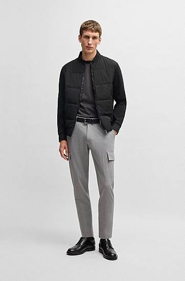 Bomber bunda BOSS Padded Zip-Up Sweatshirt Čierna | 50532767, 1