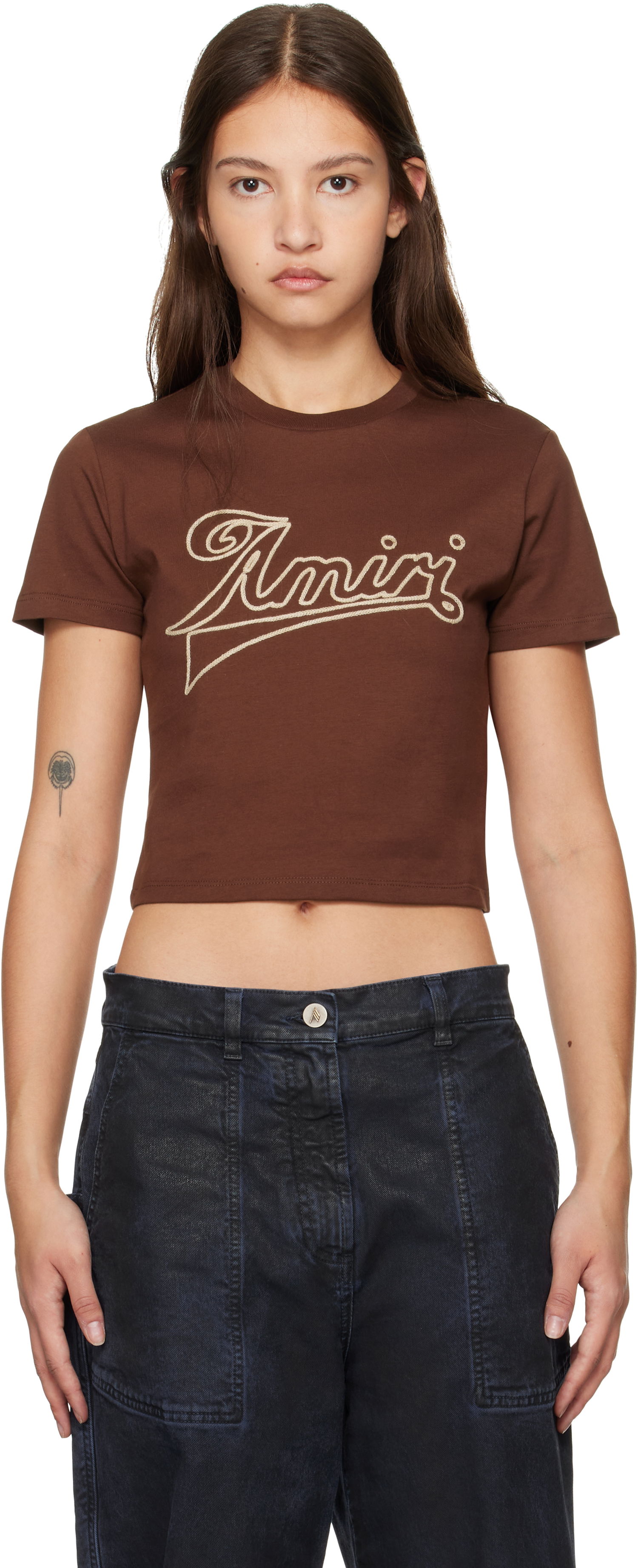 Crop Top AMIRI Baby T-Shirt With Logo Hnedá | AWJYTE1041, 0