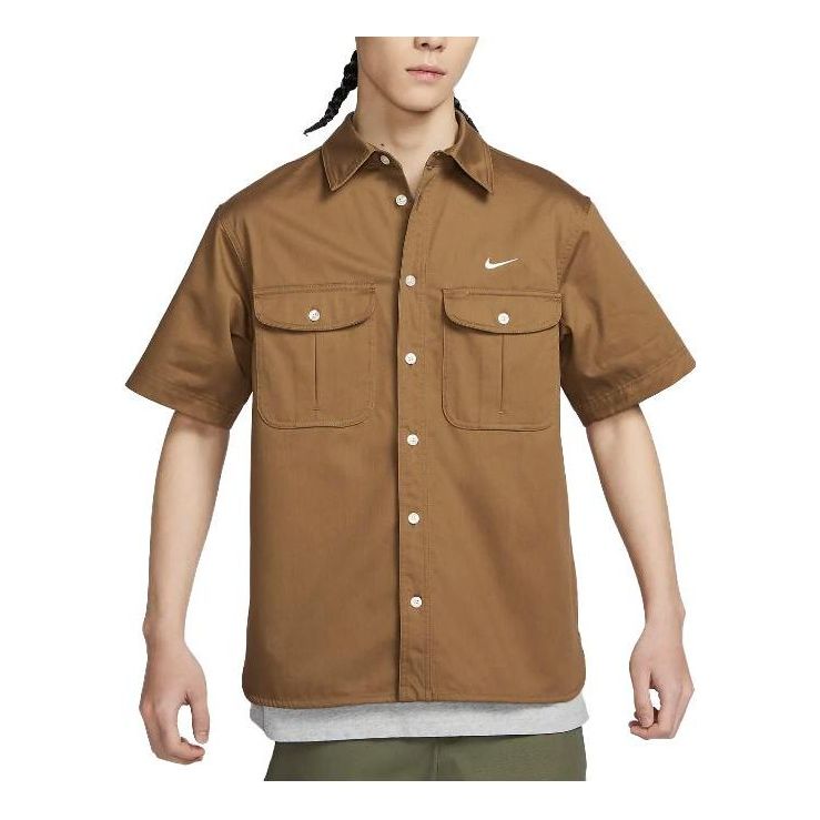 Košeľa Nike SB Short Sleeve Woven Button Up Skate Shirt Hnedá | DV9076-270, 0