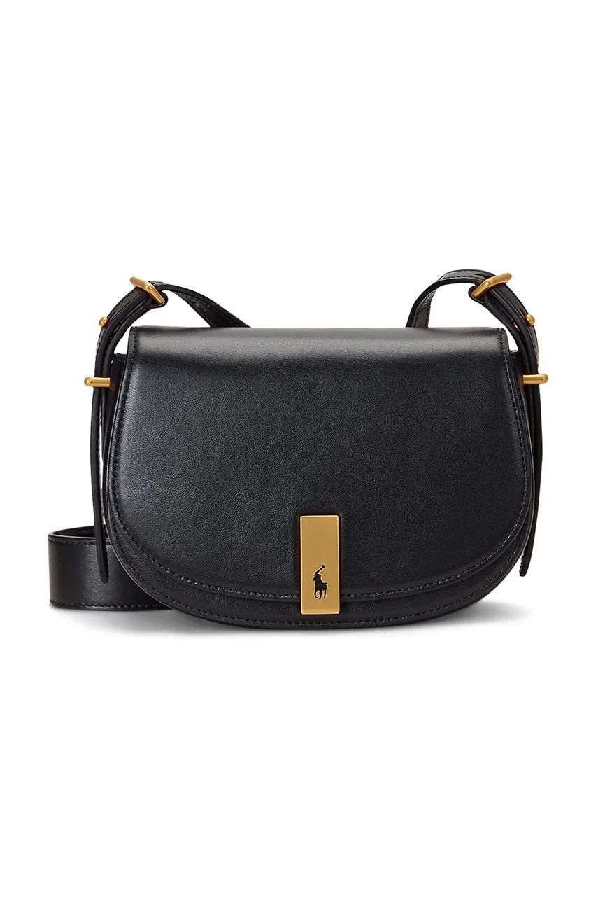 Taška cez rameno Polo by Ralph Lauren Leather Crossbody Bag Čierna | 428891391, 0