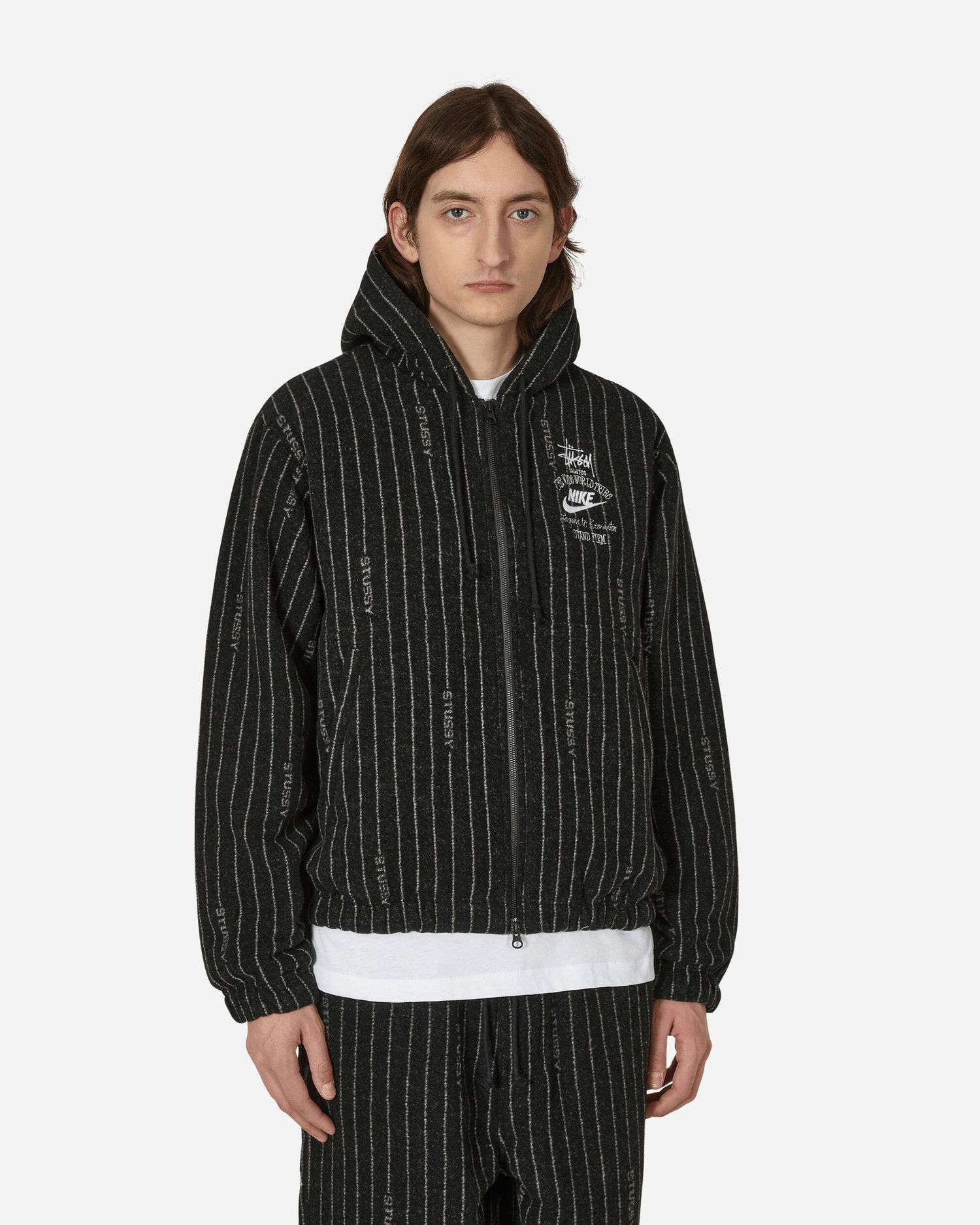 Bunda Nike Stüssy x Stripe Wool Jacket Čierna | DR4023-010, 0