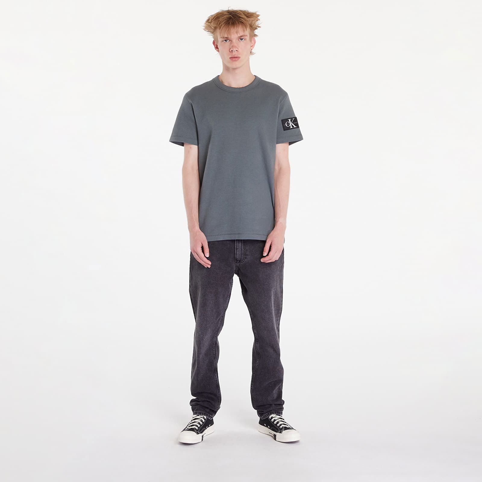 Waffle Cotton Badge T-Shirt Endless Grey