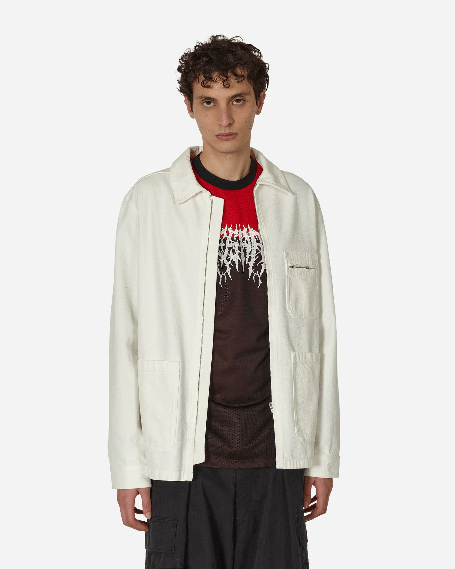 Bunda A.P.C. Connor Zipped Denim Jacket Biela | COFCN-H02911 AAC, 1