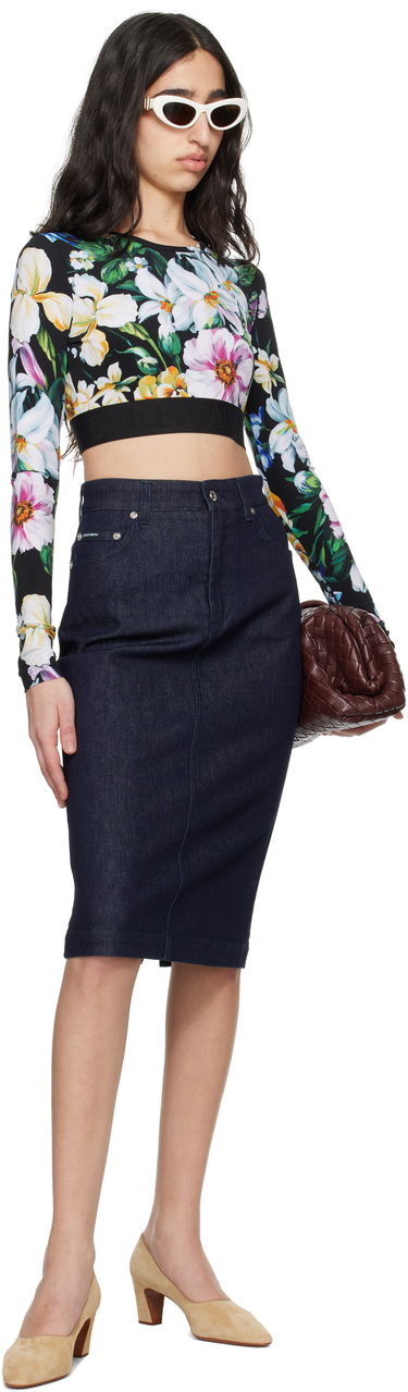 Crop Top Dolce & Gabbana Dolce&Gabbana Floral Print Activewear Crop Top Čierna | F8N51T FSG8L, 3