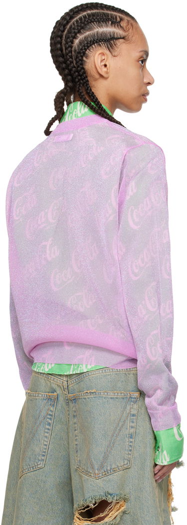 Sveter ERL Metallic Long Sleeve V-Neck T-Shirt Ružová | ERL08N353, 2