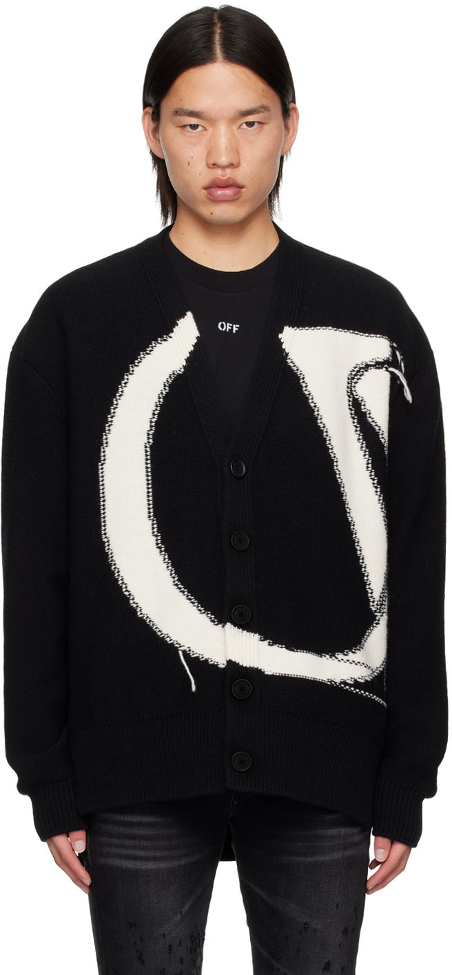 Sveter Off-White Black 'OW' Maxi Logo Cardigan Čierna | OMHB02BC99KNI0011061