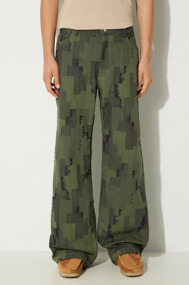 Džínsy Marcelo Burlon Cross Wide Pants Zelené | CMCA187F24FAB0025810, 0