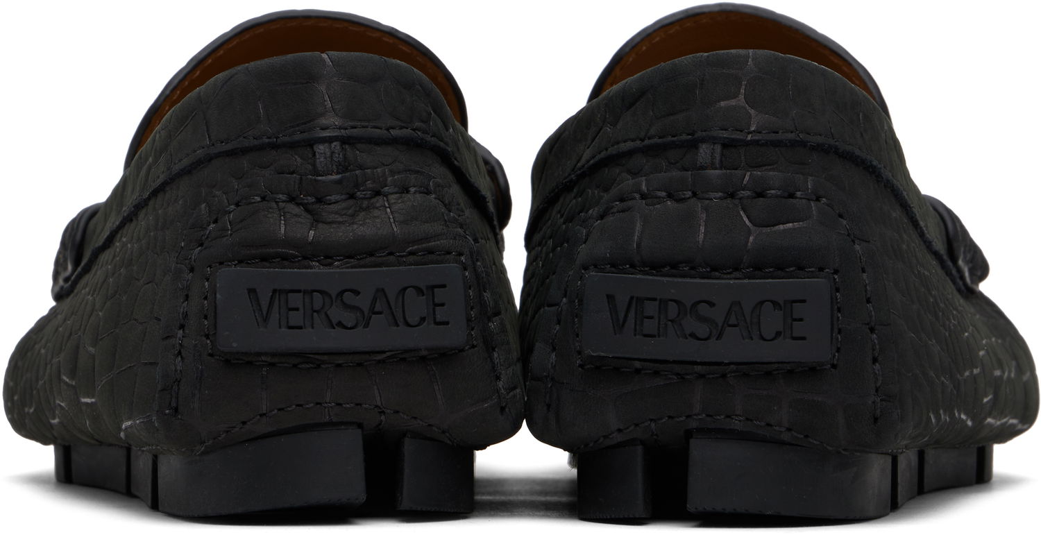 Tenisky a topánky Versace Embossed Leather Driver Loafers Čierna | 1013960_1A12292, 1