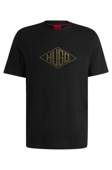 Tričko BOSS HUGO T-Shirt with Geometric Logo Embroidery Čierna | 50534934, 0