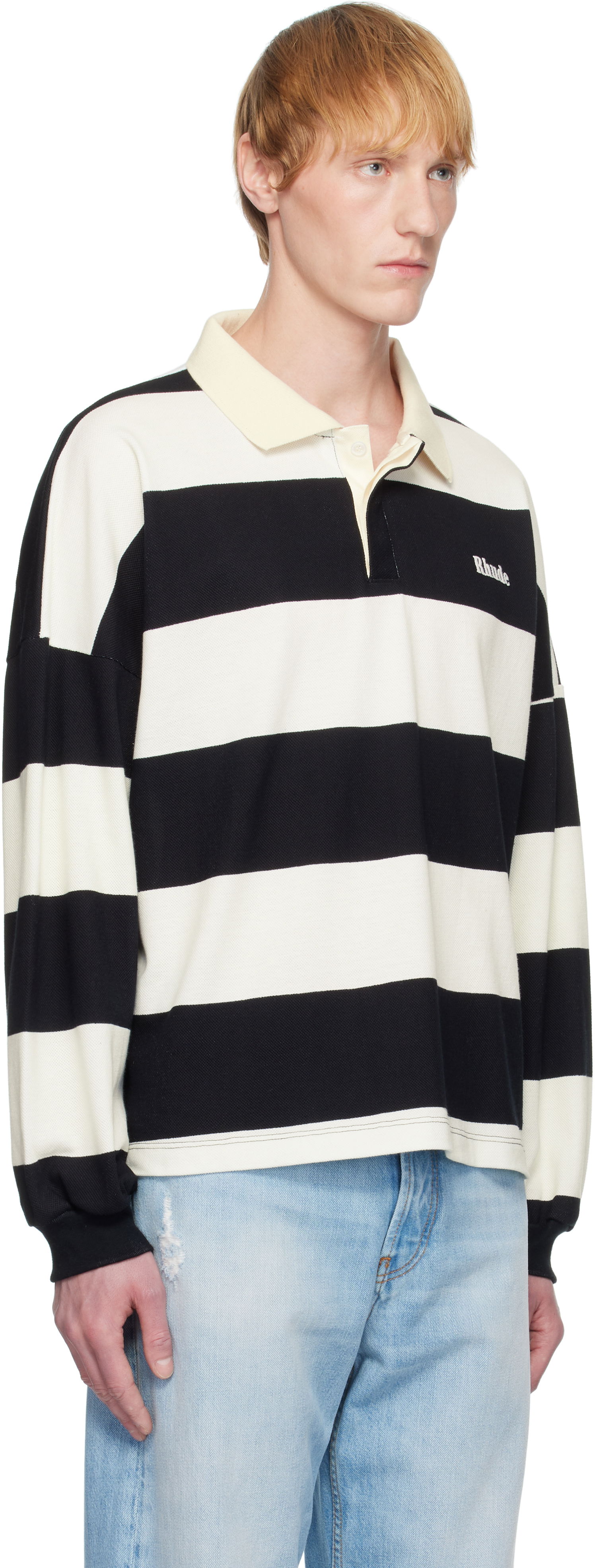 Polo tričko Rhude Rhude Striped Piqué Polo Čierna | RHSS25PO03012, 1