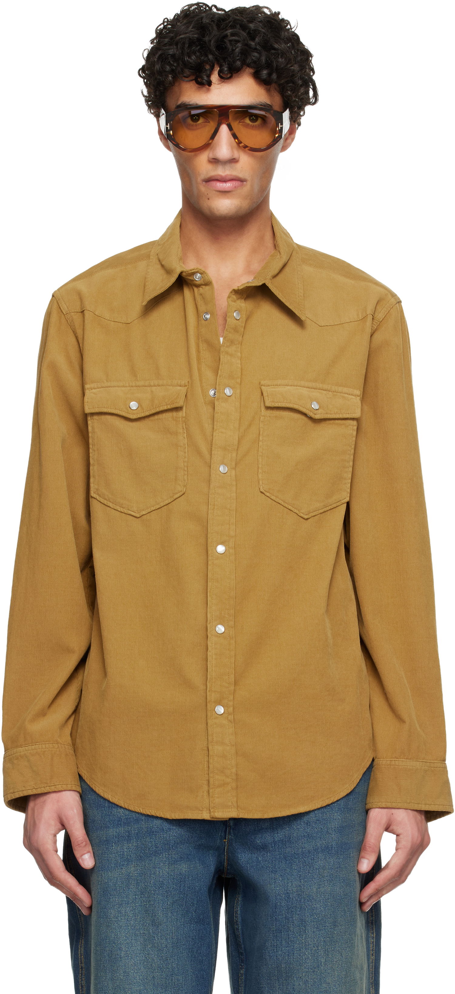 Košeľa ISABEL MARANT Vasco Corduroy Western Shirt Hnedá | CH0214HA-C1I10H, 0