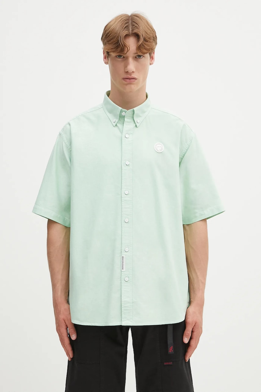 Košeľa AAPE by A Bathing Ape AAPE Now Short Sleeve Button-Down Relaxed Fit Shirt Zelené | AAPSRM8516XAO, 0