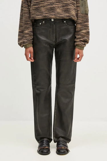 Nohavice Samsoe Samsoe High Waist Leather Trousers Čierna | F24300138, 0