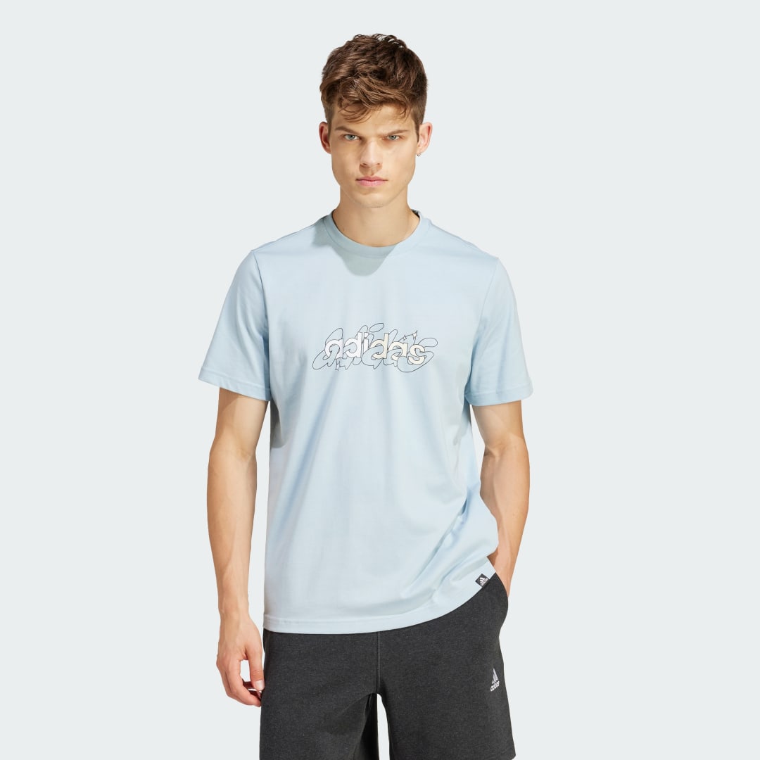 Tričko adidas Performance Linear Graphic Tee Modrá | IS2867, 0